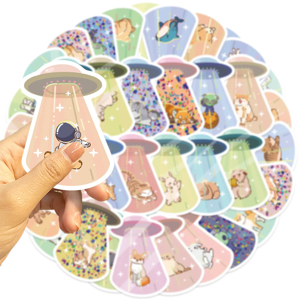 50PCS UFO Kidnapped Friend Stickers Graffiti Stickers DIY Diary Phone Case Handmade Scrapbook Aesthetic Stickers