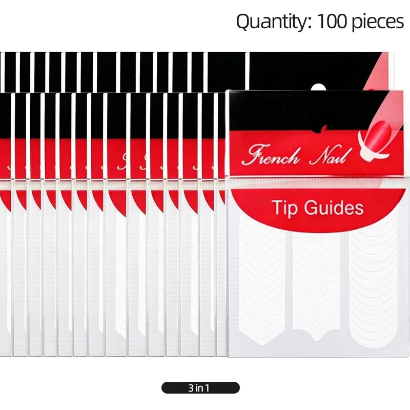 French Tip Manicure Stickers 10/50/100PCS Nail Art Guide Strips French Line Self-Adhesive DIY Nail Decals Fringe Designs