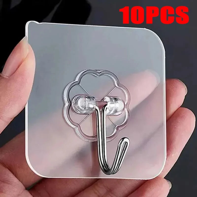 1-100PcsTransparent Self adhesive wall hooks Multi-Purpose Wall Hook Key Holder Towel Holder For Kitchen Bathroom Accessories