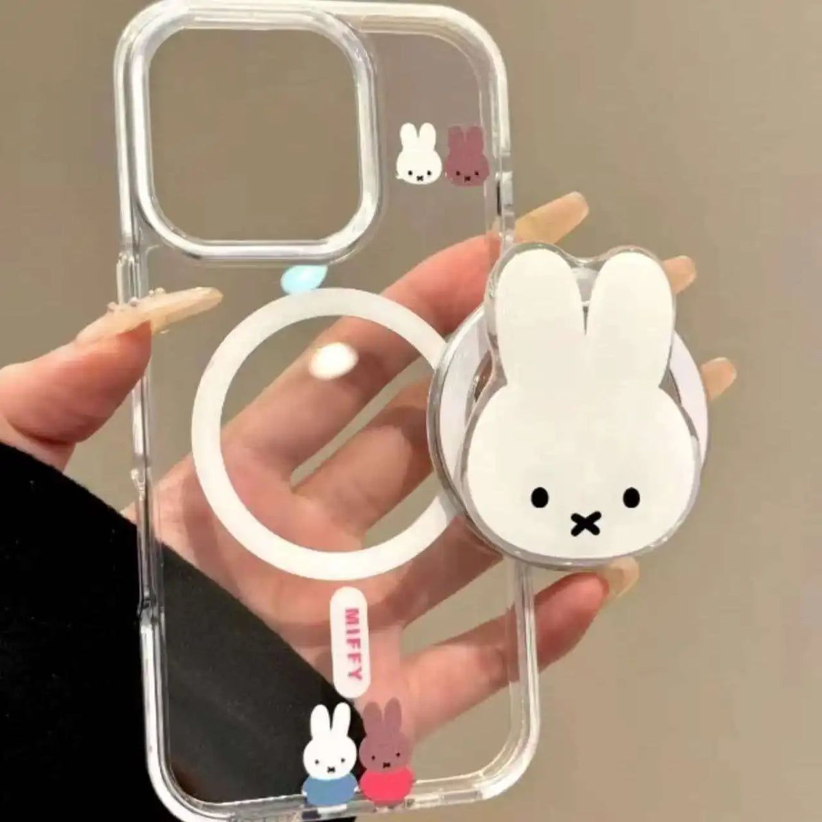 Anime Kawaii Miffy Rabbit Magnetic Phone Stand Cartoon Telescopic Portable Stand Magnetic Mobile Phone Airbag Stand Girl Gifts