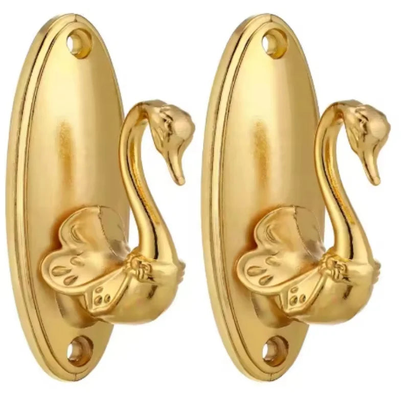 Retro European style curtain tie hooks retro swan gold hooks hangers storage racks brackets home accessories 2PCS