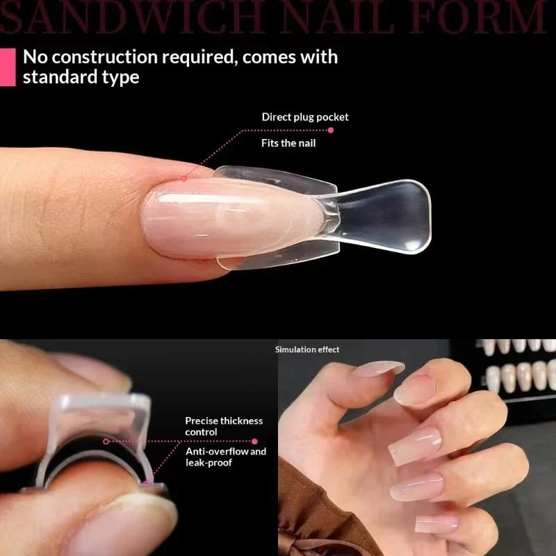 60/240/300 Pcs Sandwich Nail Forms 15 Size Oval Extension Dual Form No Paper Forms Needed For Easy Nail Extensions