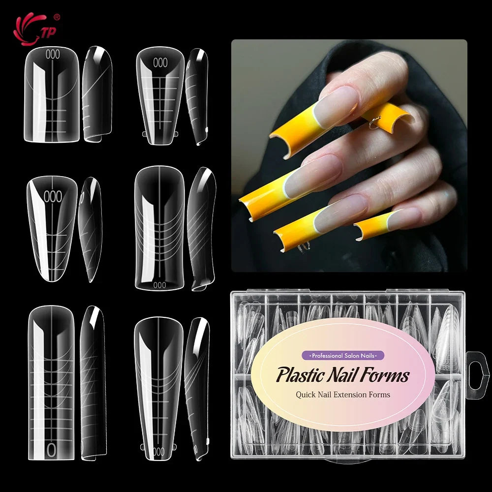 TP Reusable Nail Dual Forms 140Pcs Nail Mold for Quick Nails Extension Soft Plastic Cuticle Edge 14 Sizes Salon Manicure Tools