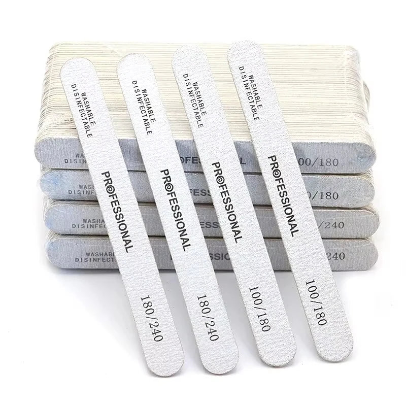 50Pcs Wooden Nail File Professional Sanding Buffer Files 100/180/240 Double Side For Salon Manicure Pedicure UV Gel Tips Tools