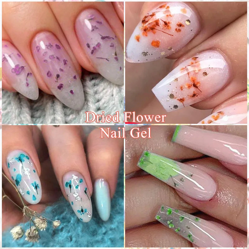 Dried Flower Gel Nail Polish Natural Flower Fairy Semi Permanent Soak Off UV LED Painting Varnish For Nails DIY Nail Supplies