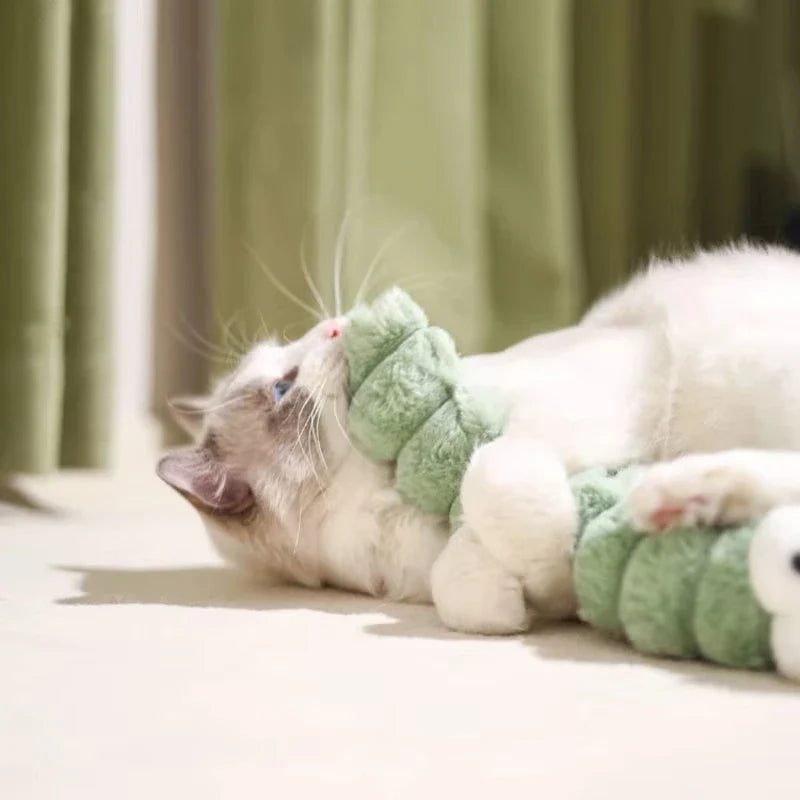 Plush Cat Chew Toy Cushion Caterpillar Catnip Pillow Teaser Toys for Cats Soft Interactive Cat Toy Supplies