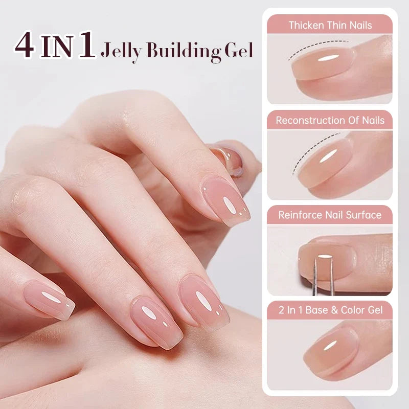 UR SUGAR 15ml 4-IN-1 Jelly Rubber Base Gel For Construct Reinforce Natural Nail Art Manicure Soak Off LED UV Gel Nail Varnishes