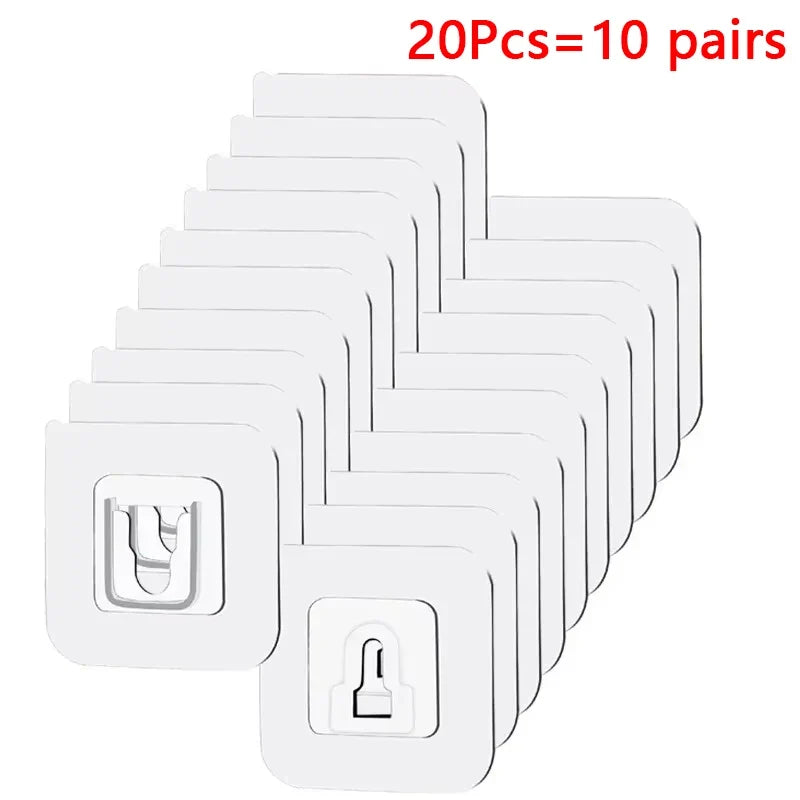 100 Pairs Multi-purpose Transparent Hooks Double-sided Adhesive Wall Hooks Waterproof Clothes Hats Hooks Kitchen Bath Door Hooks