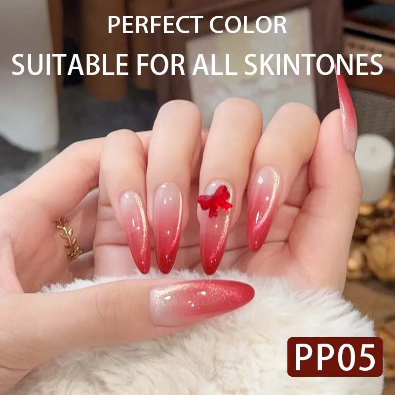 PERFECT COLOR, Patting Gel Polish Red & Black Gel Polish 5g 4 Colors Ombre Gel Nail Polish, UV/LED Lamp Needed