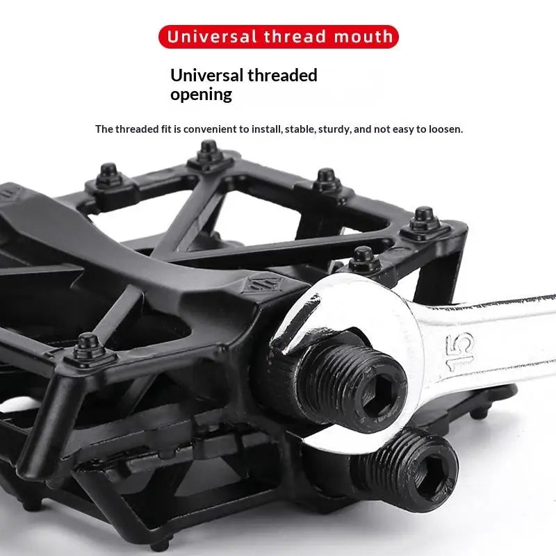 •1 Pair Double Ball Bicycle Pedals Aluminum Alloy Anti Skid Mountain Bike Pedals Ultra-Light Flat Cycling Treadle Platform