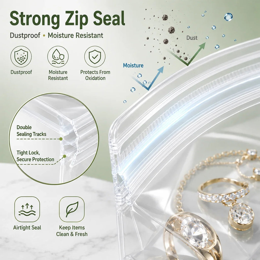 100\20PCS Clear Resealable Plastic Bags Mini Zip Seal Jewelry Pouches for Rings Earrings Necklaces Beads Coins DIY Craft Storage