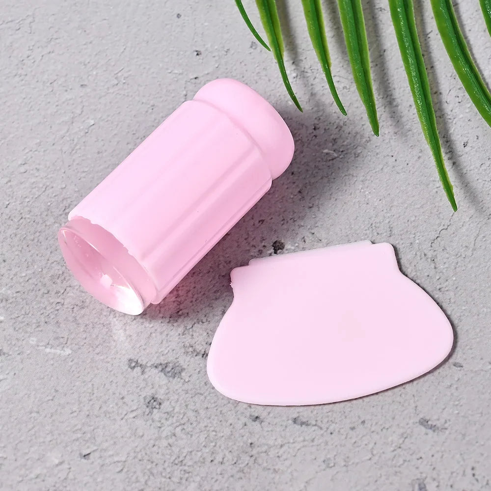 Nail Stamper with Scraper Jelly Silicone Head Stamp for French Nails Manicuring Kits Polish Stencil Nail Art Stamping Tool