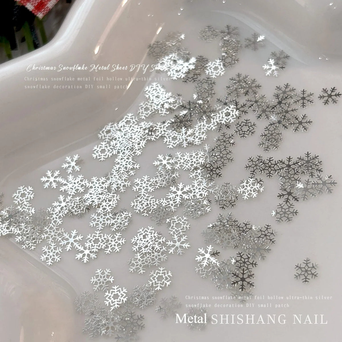 1 Jar Silver Snowflake Christmas Nail Glitter Sequins Ultra-thin 3D Snowflake Xmas Nail Winter DIY Charms Nail Accessories Parts