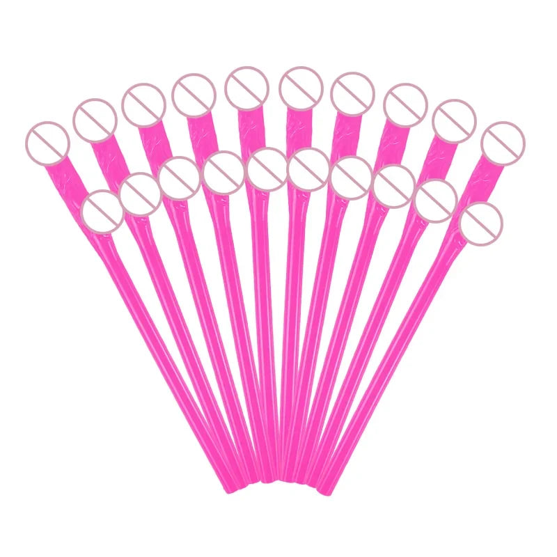 10pcs Funny Penis Straw Bachelorette Party Plastic Novelty Nude Dick Drink Straw Hen Night Bar Decor Wedding Team Bride Supplies