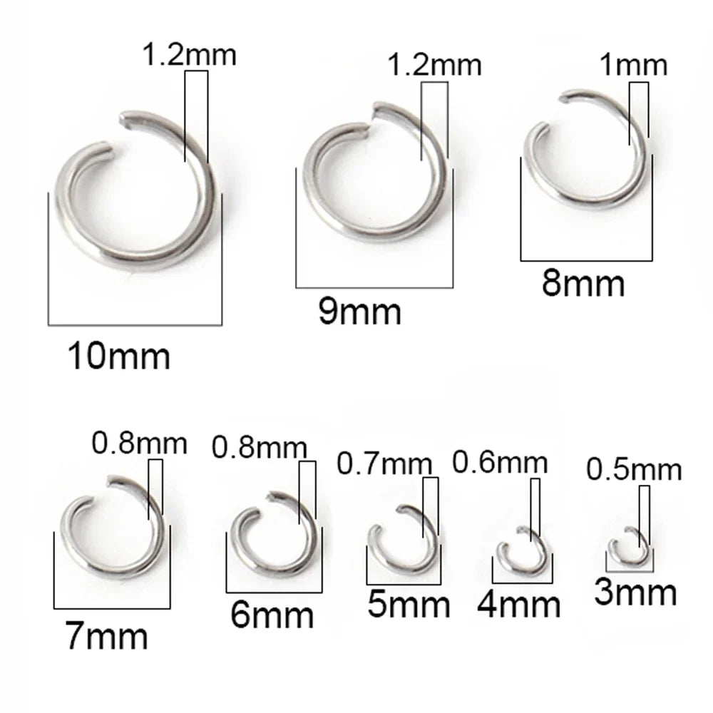 100-200pcs Stainless Steel Open Jump Rings Split Rings Connectors For DIY Jewelry Making Supplies Accessories Wholesale