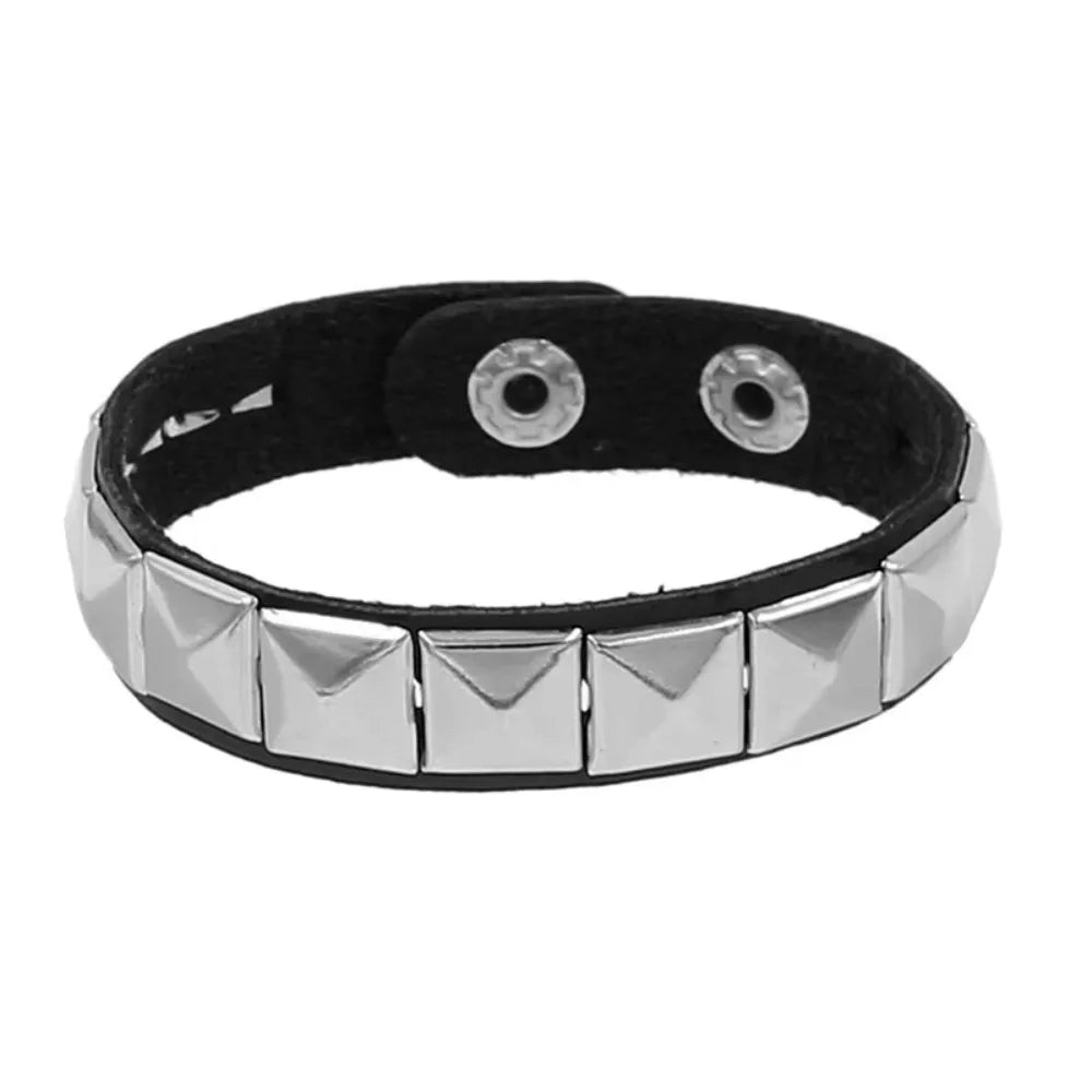 Unique Rivet PU Leather Spiked Studded Bracelet Bangle Gothic Jewelry Rivet Bracelet Punk Cuff Wrap Men Women Metal Wristband