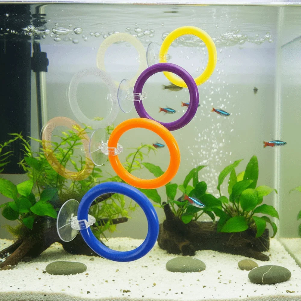 4PCS/SET Suction Cup Fish Training Ring Colorful Fish Tail Toy Betta Training Circle Waterproof Fish Tank Decorative Ring