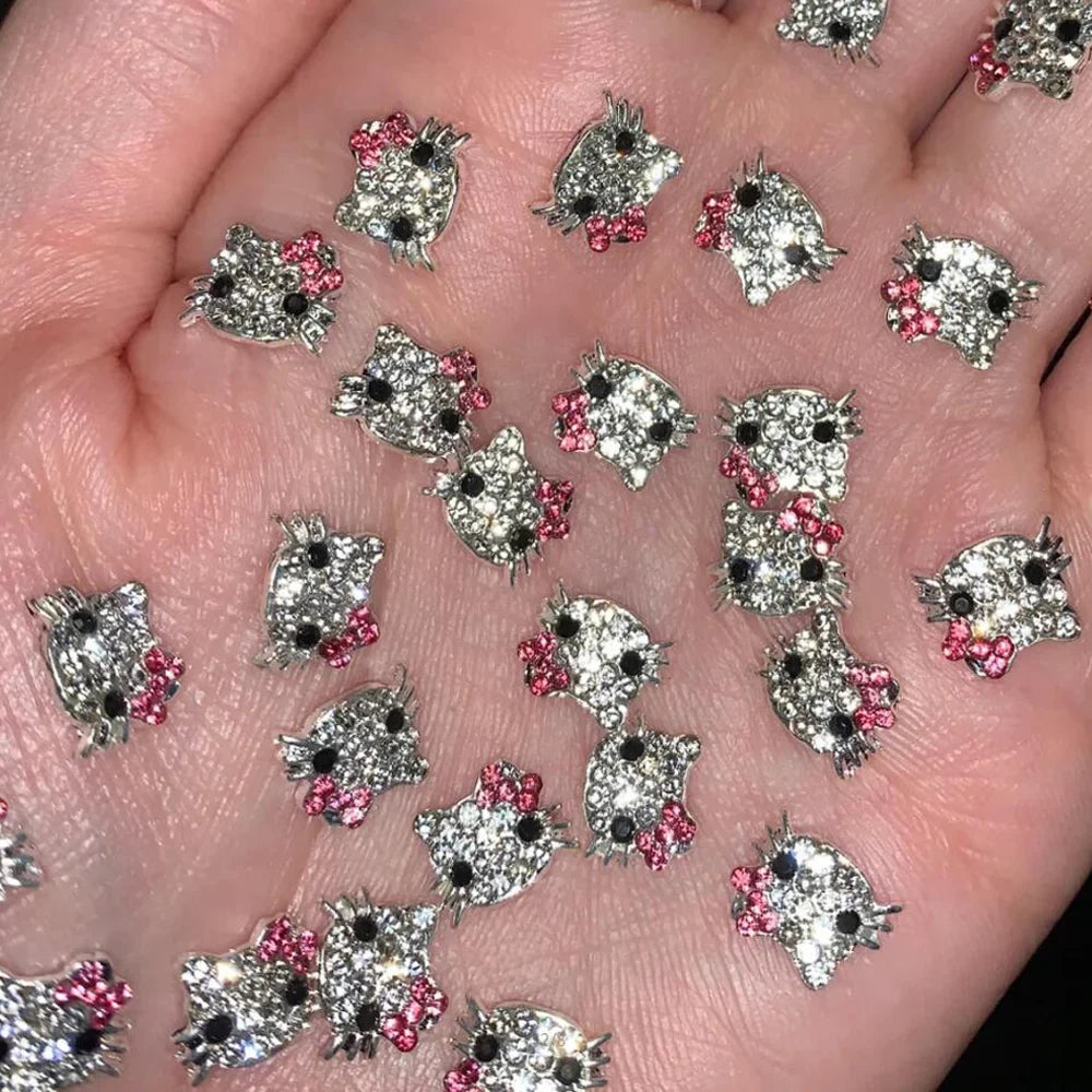10pcs Alloy Cute Nail Art Charm 3D Colorful Full Diamond Nail Jewelry Rhinestones Luxury Kawaii DIY Nail Parts Accessories