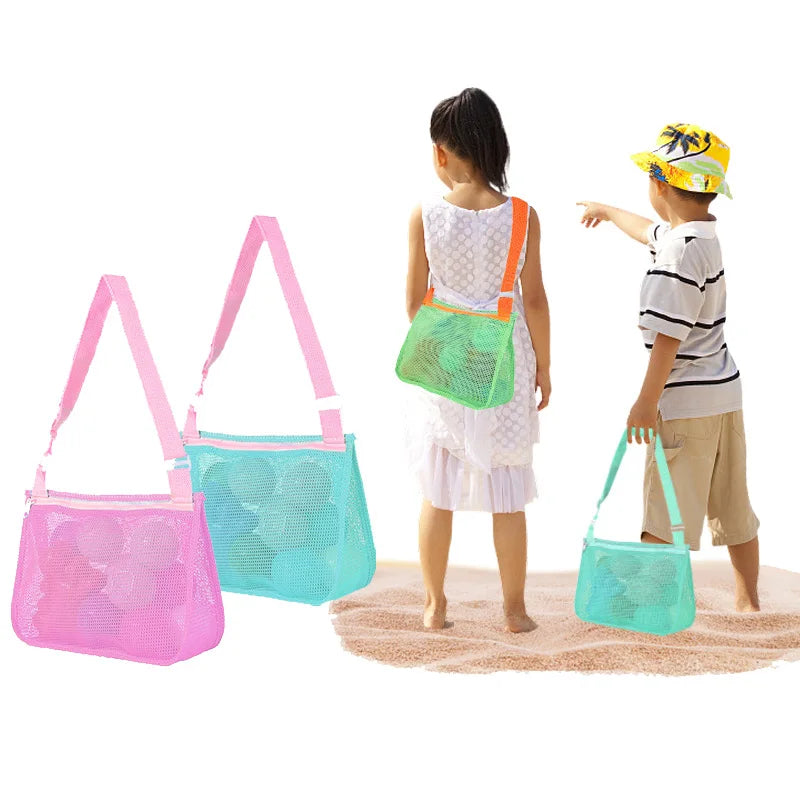 Children Crossbody Protable Mesh Bag Kids Toys Storage Bags Swimming Large Beach Bag for Towels Women Cosmetic Makeup Bag