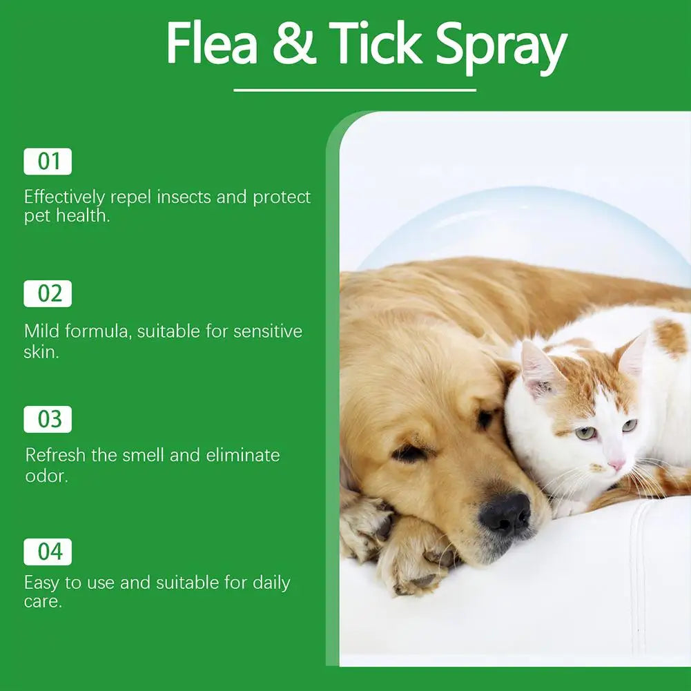 100ml Dog Cat Repel Fleas Mites Pet Cleaning Spray Hair Skin Insect Repellent Spray Pet Insect Repellent Daily Gentle Care Agent