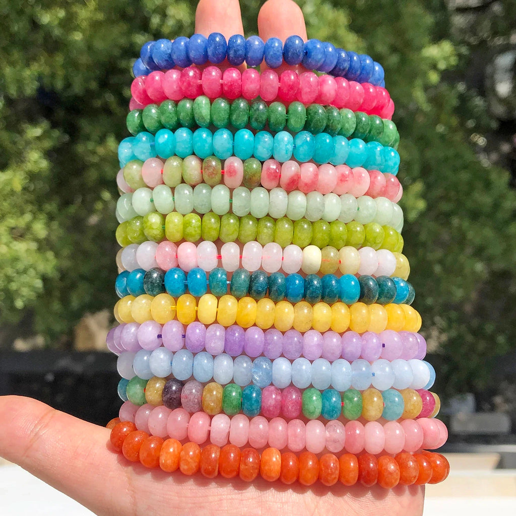 5x8mm Natural Abacus Rondelle Jade Quartz Beads Stone Flat Round DIY Charms Bracelets Loose Beads For Jewelry Making Supplies