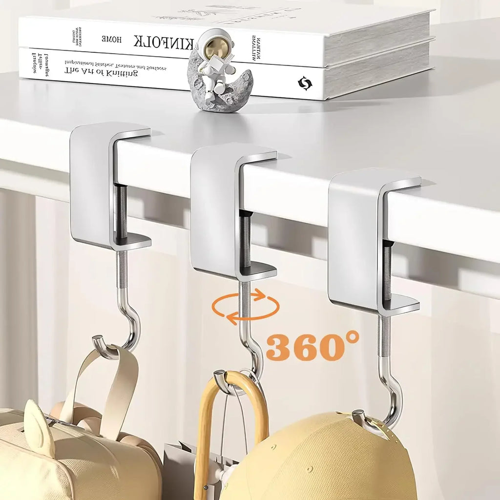 Versatile Adjustable Bag Hook Scratch-Proof Mounting System for Walls Desks Ideal for Student Organization with 360° Rotation
