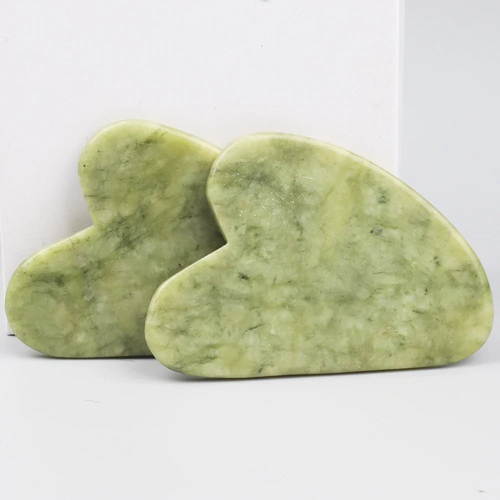 Natural Jade Gua Sha Tool Xiuyan Jade Heart-shape Face Massager Neck Body Massage Skin Guasha Scrape