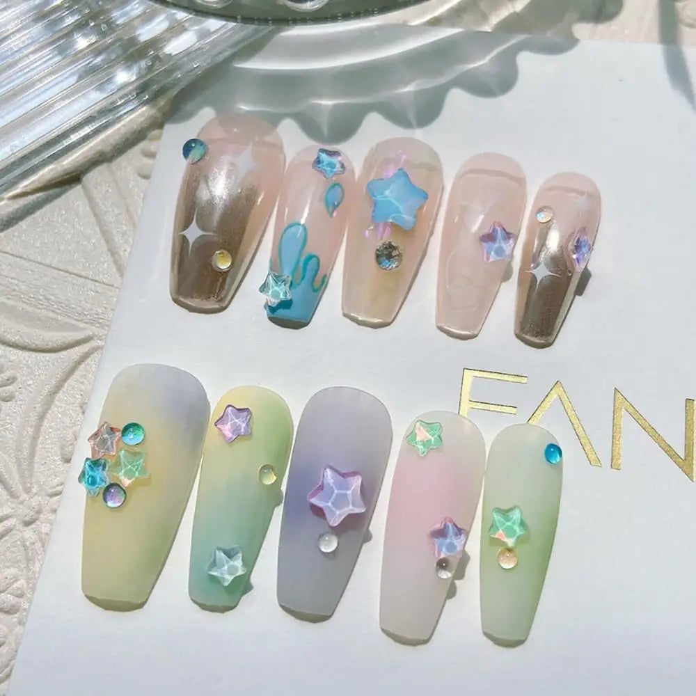 50pcs Mocha Star/love Nail Charms 3MM Star Charms for Nails 3D Mini Nail Rhinestones nail art Color Nail Gems nails accessories