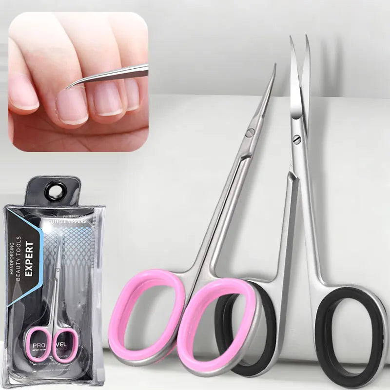 Stainless Steel Curved Tip Cuticle Scissors Dead Skin Remover Nail Art Cuticule Cutter Profession Manicure Tools Eyebrow Tools