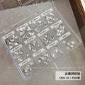 12 Grids Shiny Mixed Zircon Nail Rhinestones Round Transparent Nail Gems Irregular Nail Diamonds Manicure Decor Supplies