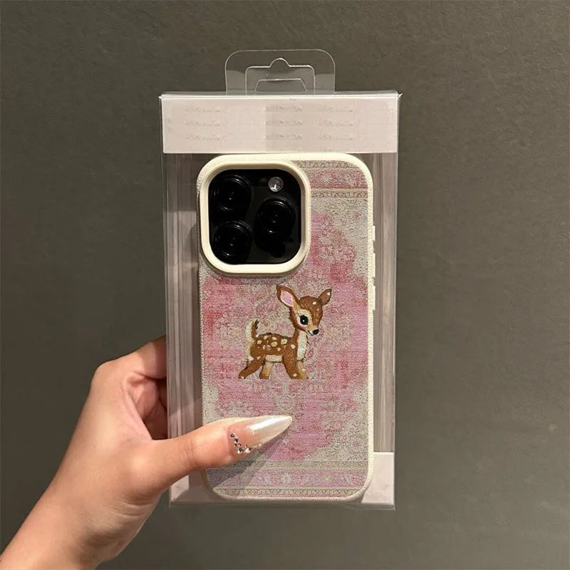 Brown Deer Texture Lychee Pattern Phone Case For iPhone 11 12 13 14 15 16 17 18 Pro Max 17 Air 15 14 Plus X XS XR 16E Soft Cover