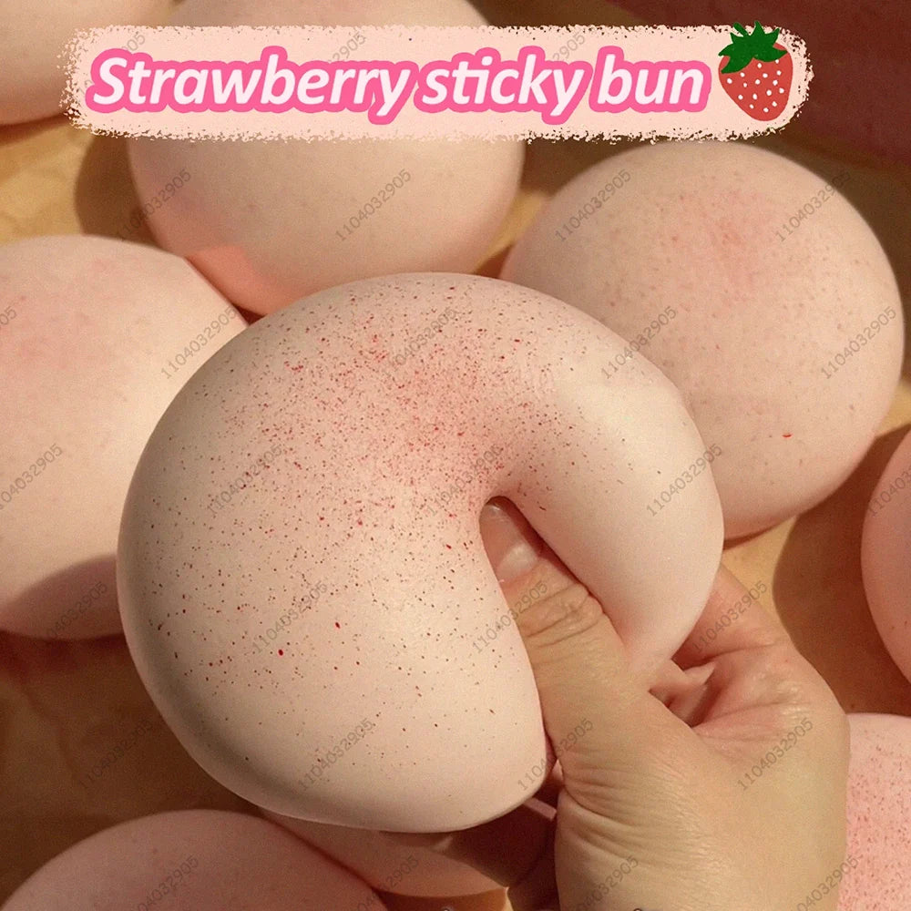 Strawberry Moist Slow Rising Bread Bun Squishy Toys Soft Sensory Fidget Toy for Stress Anxiety Relief ADHD Gift for Kids Adults