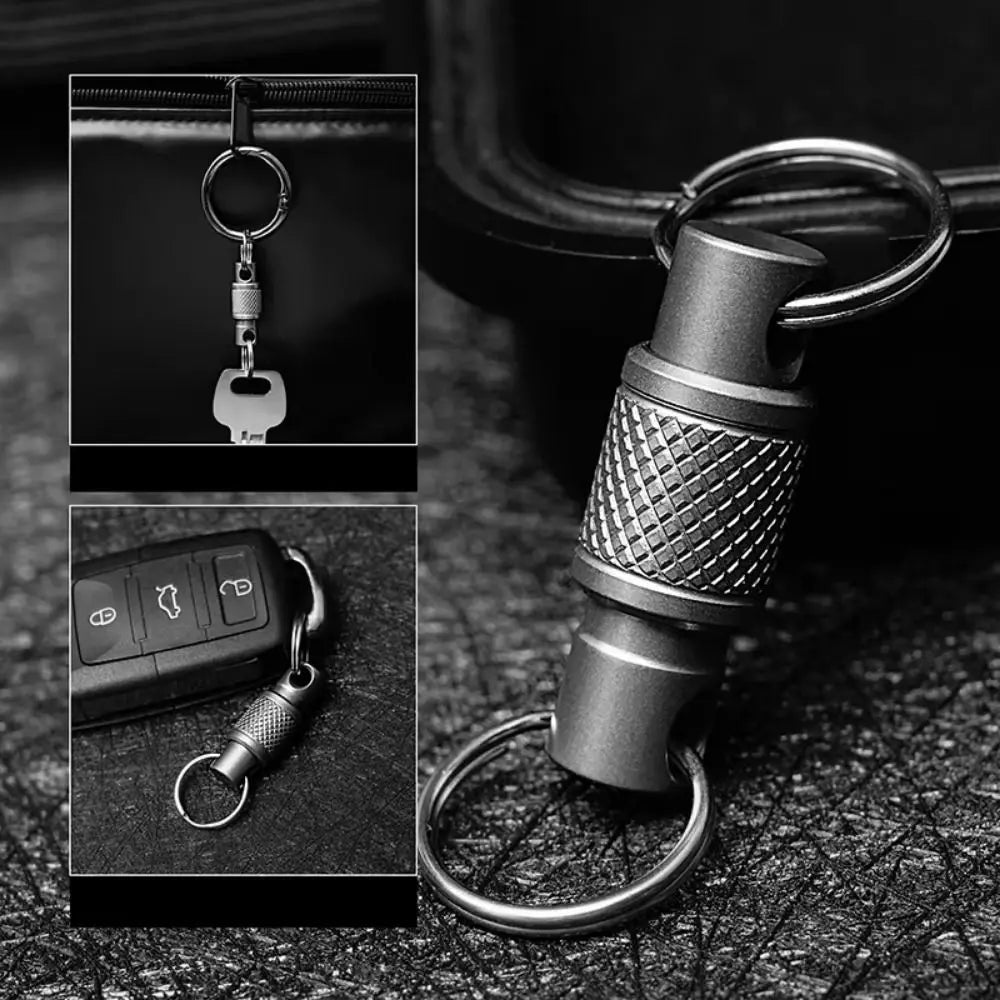360 Degree Rotation Quick Release Keychain Aluminum Alloy Fast Release Mechanism Quick Pull Keyring Multifunctional Design