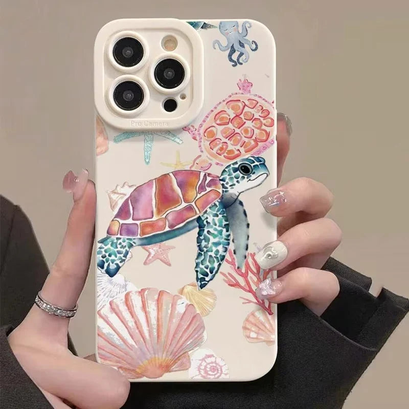 Colorful Painted Soft Silicone Phone Case For iPhone 11 12 13 14 15 16 Pro Max XS X XR 7 8 Plus 16E Shockproof TPU Cover