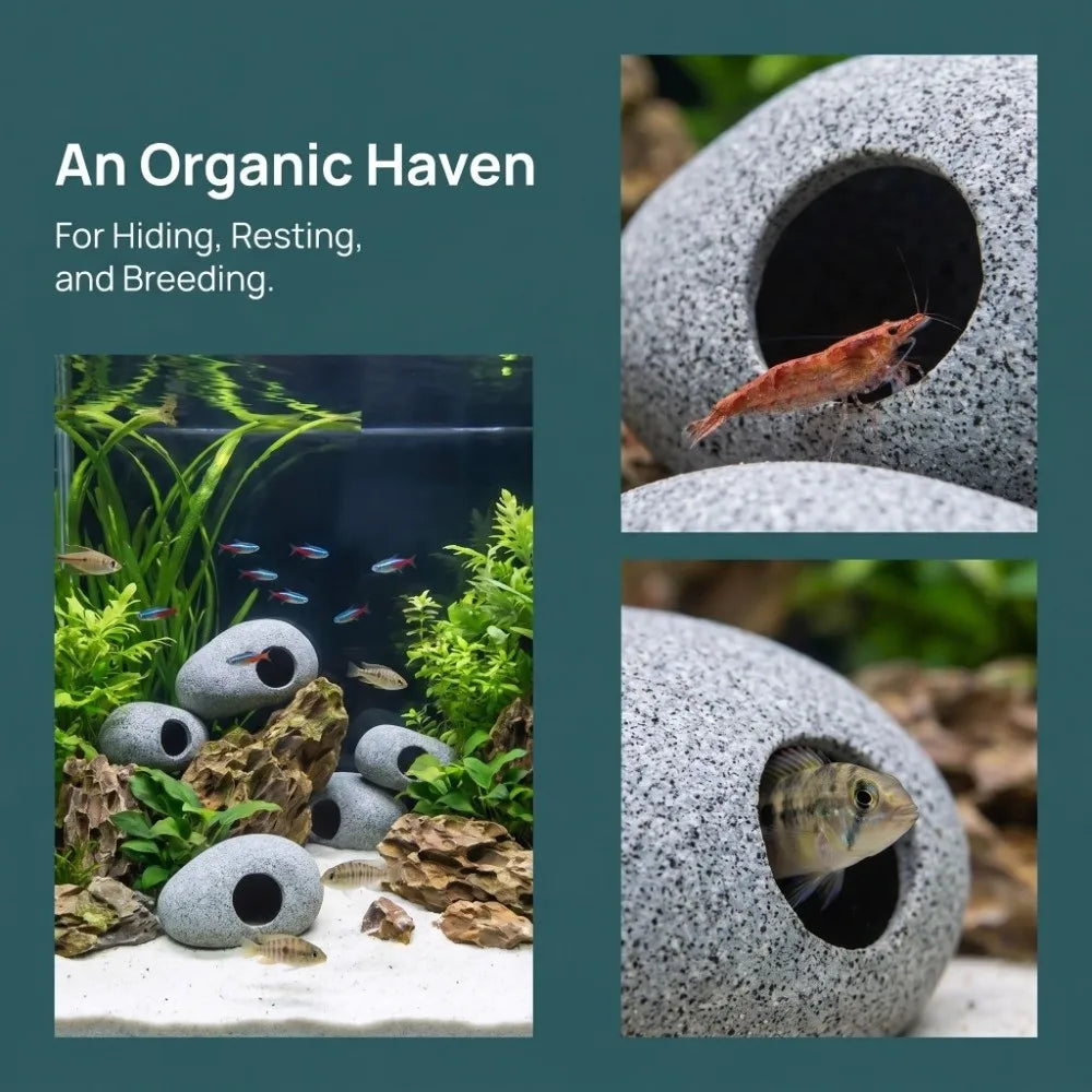 Purple Clay Aquarium Hideaway Rock Natural Touch Landscaping Decoration Fish Tank Cave Simulation Crafts Aquarium Decoration