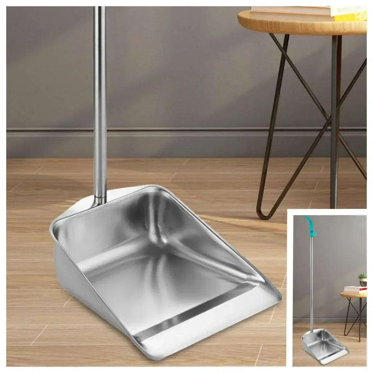 Stainless Steel Dustpan Household Cleaning Thickened Bucket Single Outdoor Trash Shovel Sweeping Garbage Ash Bucket Tools Home