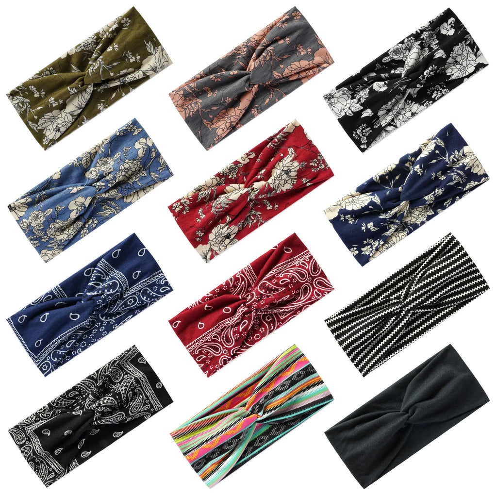 Fashion Bohemian Hair Bands Print Women Girls Headbands Vintage Cross Turban Bandage Bandanas HairBands Hair Accessories