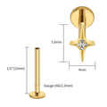 Right Grand ASTM F136 Titanium Four Point Star Flat Back Stud 16G Tiny CZ Cartilage Earring Helix Tragus Nose Piercing Jewelry