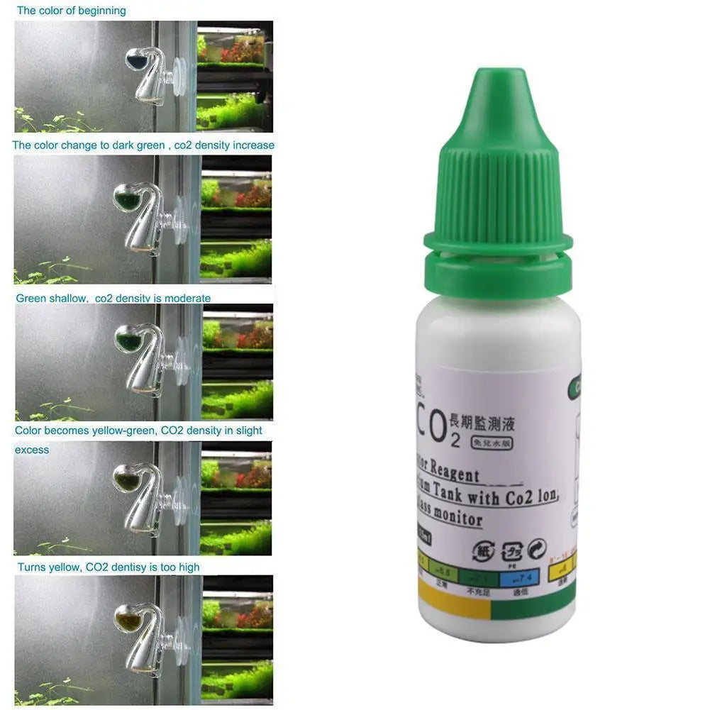 15ml Aquarium CO2 Solution Monitor CO2 System Concentration Fish Tank Glass Liquid Tester Fluid Glass Carbon Dioxide Checker