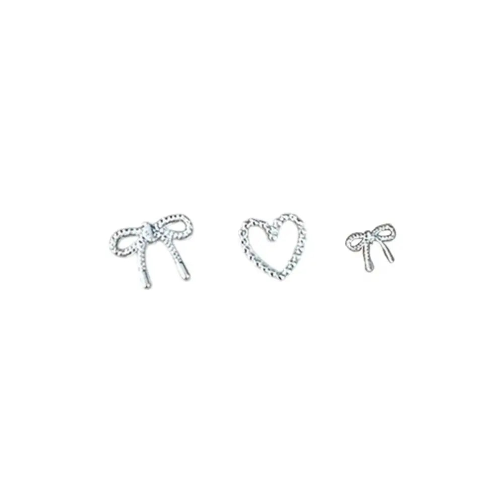 10Pcs/Bag Mini Bowknot Nail Art Charms Super Shiny Alloy Love Nail Decals Silver Metal Nail Art Decorations