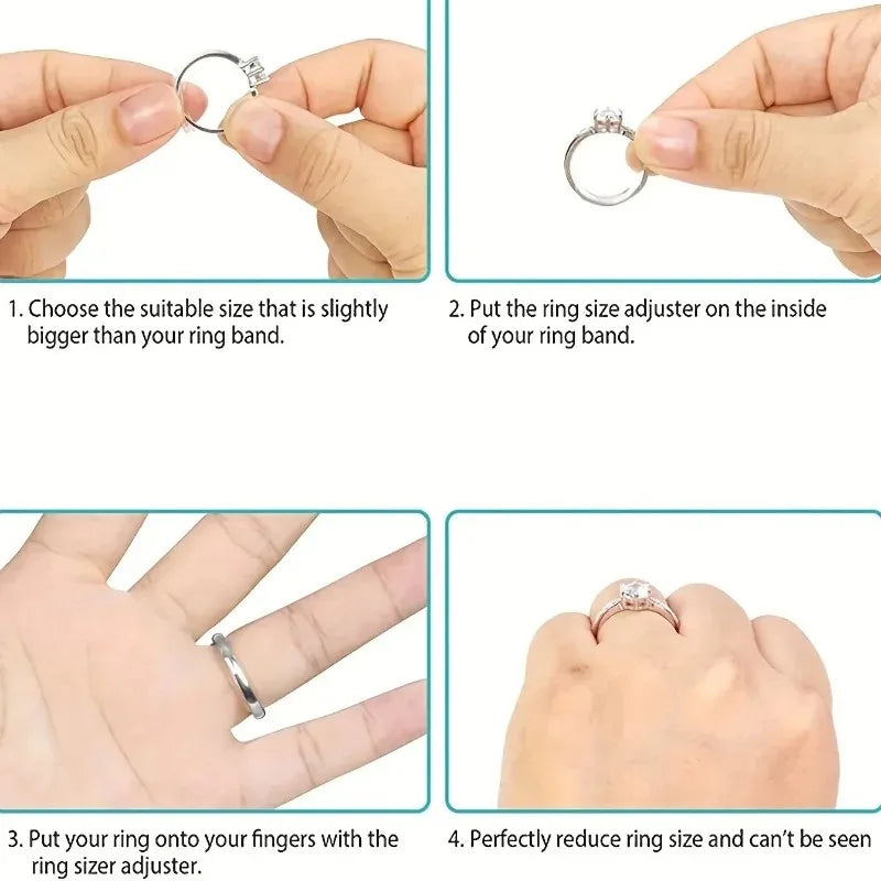 8 Sizes Silicone Invisible Clear Ring Sizer Anti-Loss Proof Invisible Ring Holder Retainer Shrinker for Large Rings