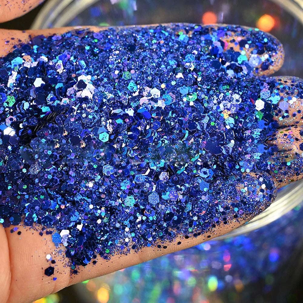 50g Christmas Red Chunky Glitter Sequins Mixed-Size Loose Bulk Chunky Glitter Nail Sequins Holographic Hexagon Flakes &*&