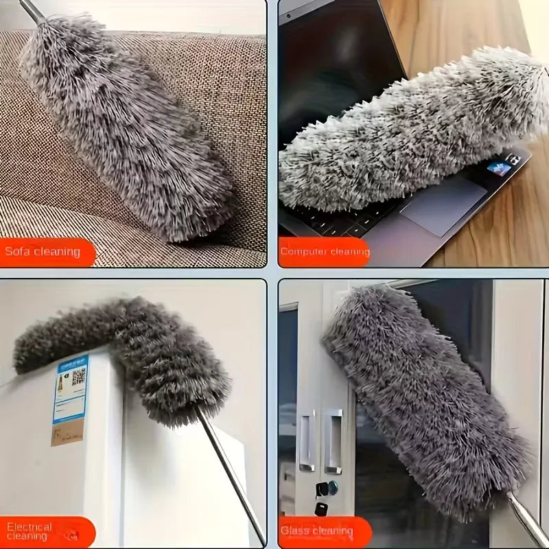 Duster with Extension Rod, Retractable Dust Brush, Microfiber Dust Brush, Reusable, Washable Ceiling Cleaning Tool
