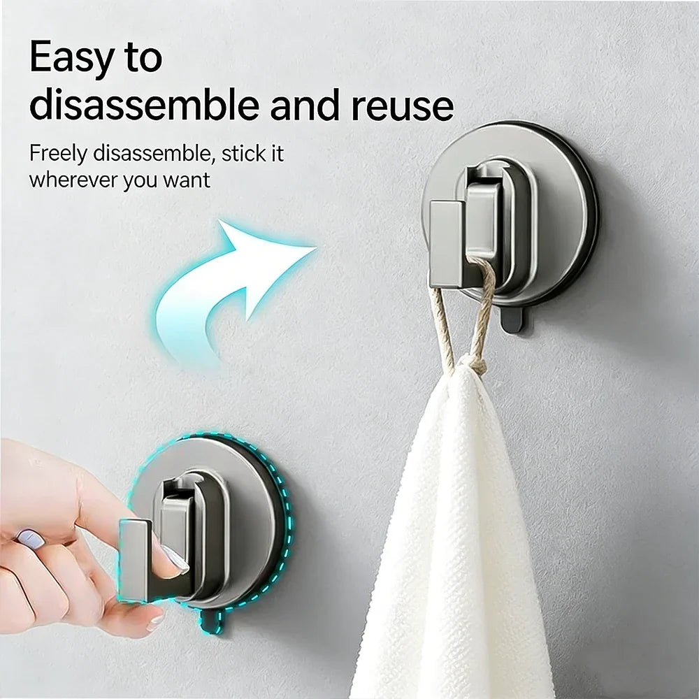 2pcs Suction Cup Hooks Reusable Heavy Duty Vacuum Suction Cup Hook Glass Kitchen Bathroom Hook for  Robe Clothes Hanger Hook