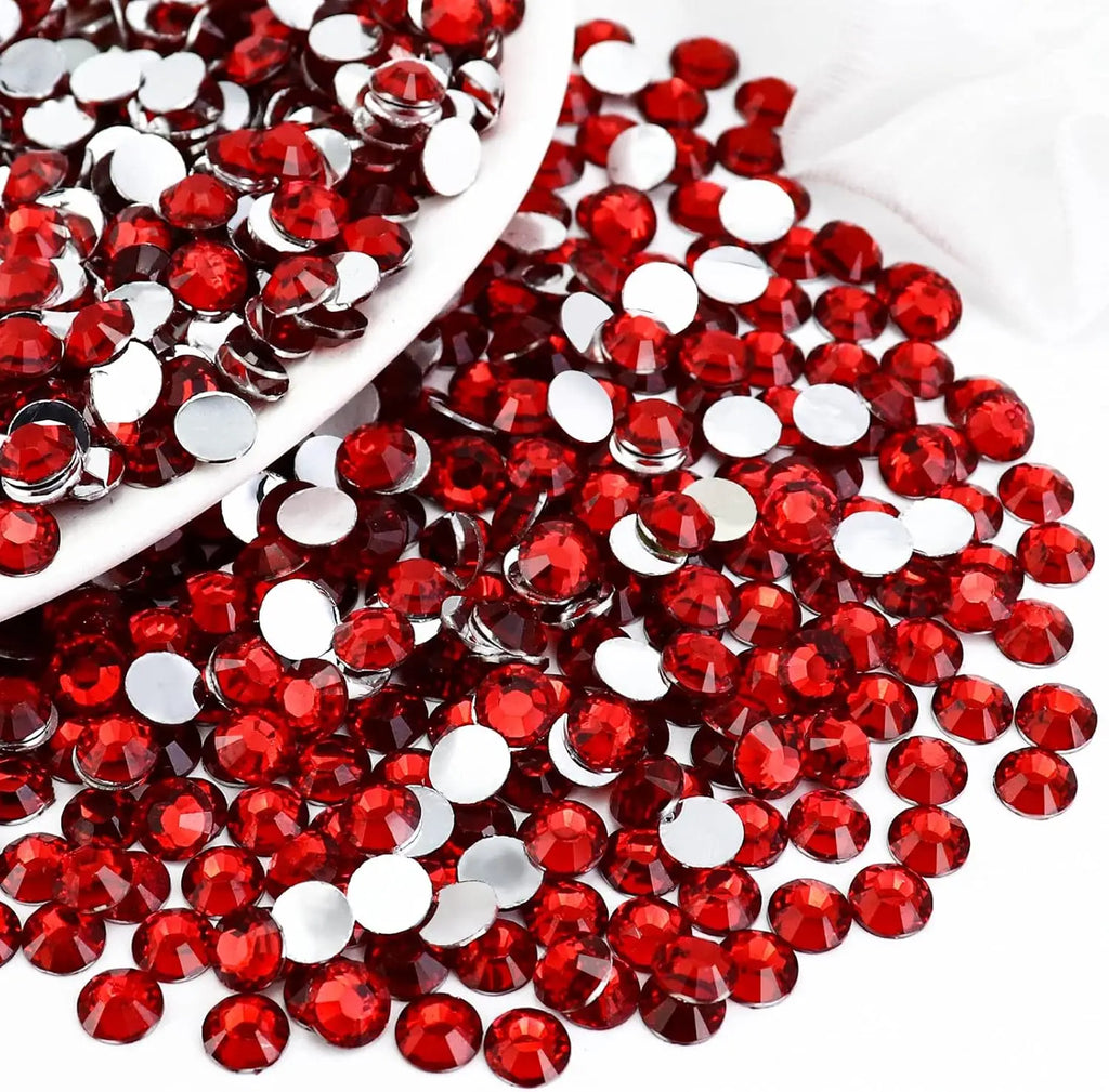 Red Silvery Flatback Resin Rhinestones 2mm 3mm 4mm 5mm 6mm Faux Gems Beads for Crafts DIY Nail Art Charms Supplies Stone Bulk