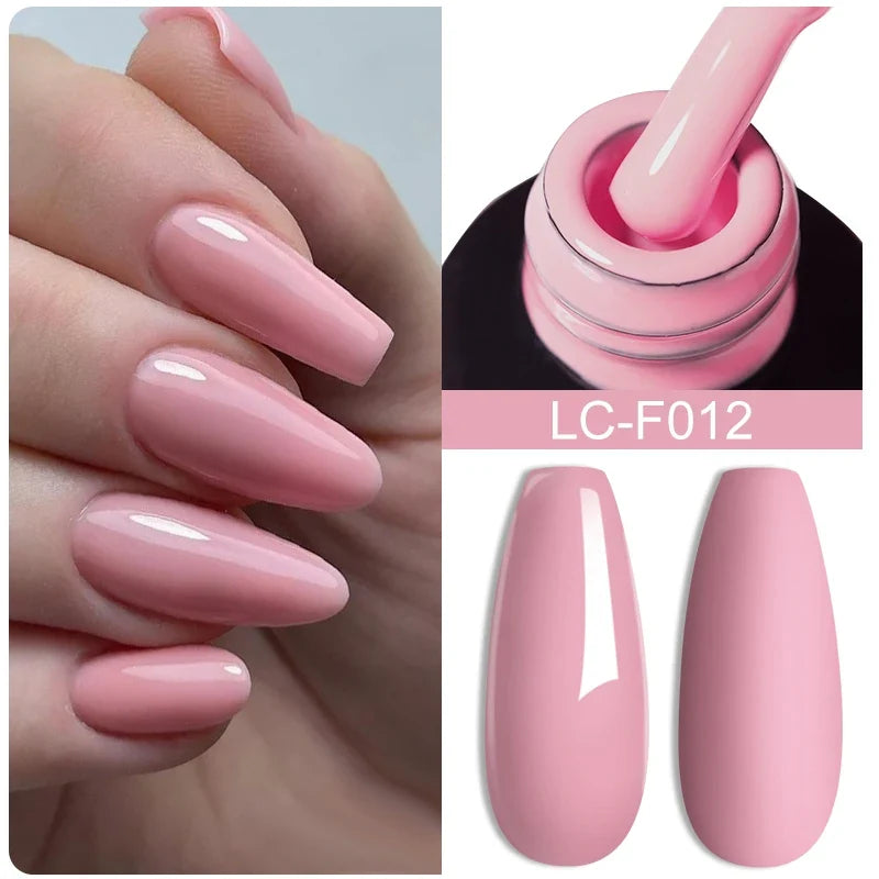 LILYCUTE Milky White Gold Sequins Quick Extension Rubber Base Gel Nail Polish Glitter Extend Construct Hard Gel Nail Art Varnish