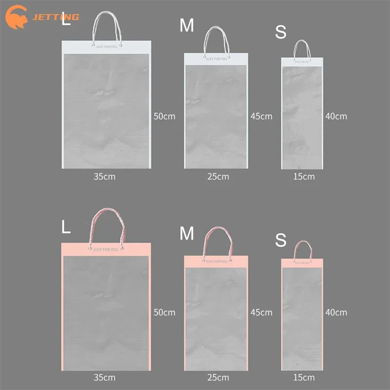 (New) 10Pcs Florist Plastic Bag Bouquet Gift Bag Packaging Bags Transparent Flowers Wrapping With Handle Party Supplies