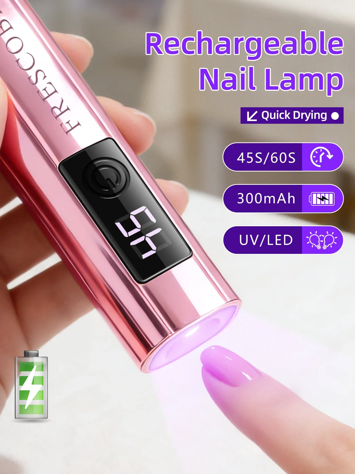1Pc Mini On-Screen Display Handheld Nail Art UV Lamp For Gel Nails, Mini Nail Light, Portable LED Nail Lamp, USB Nail Dryer