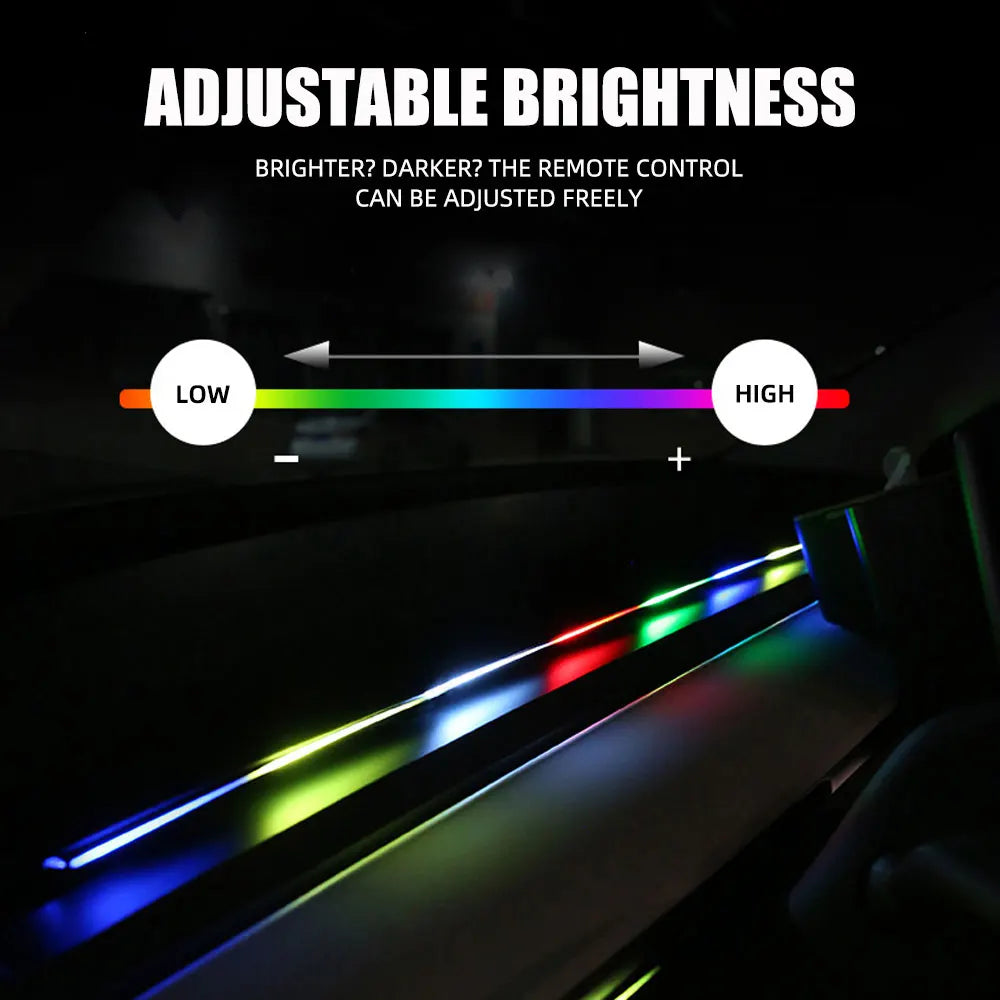 4in1 Led Car Ambient Lights RGB 213 Color Acrylic Strips Symphony Streamer Interior Rainbow Atmosphere Lamp Kit Dashboard Light