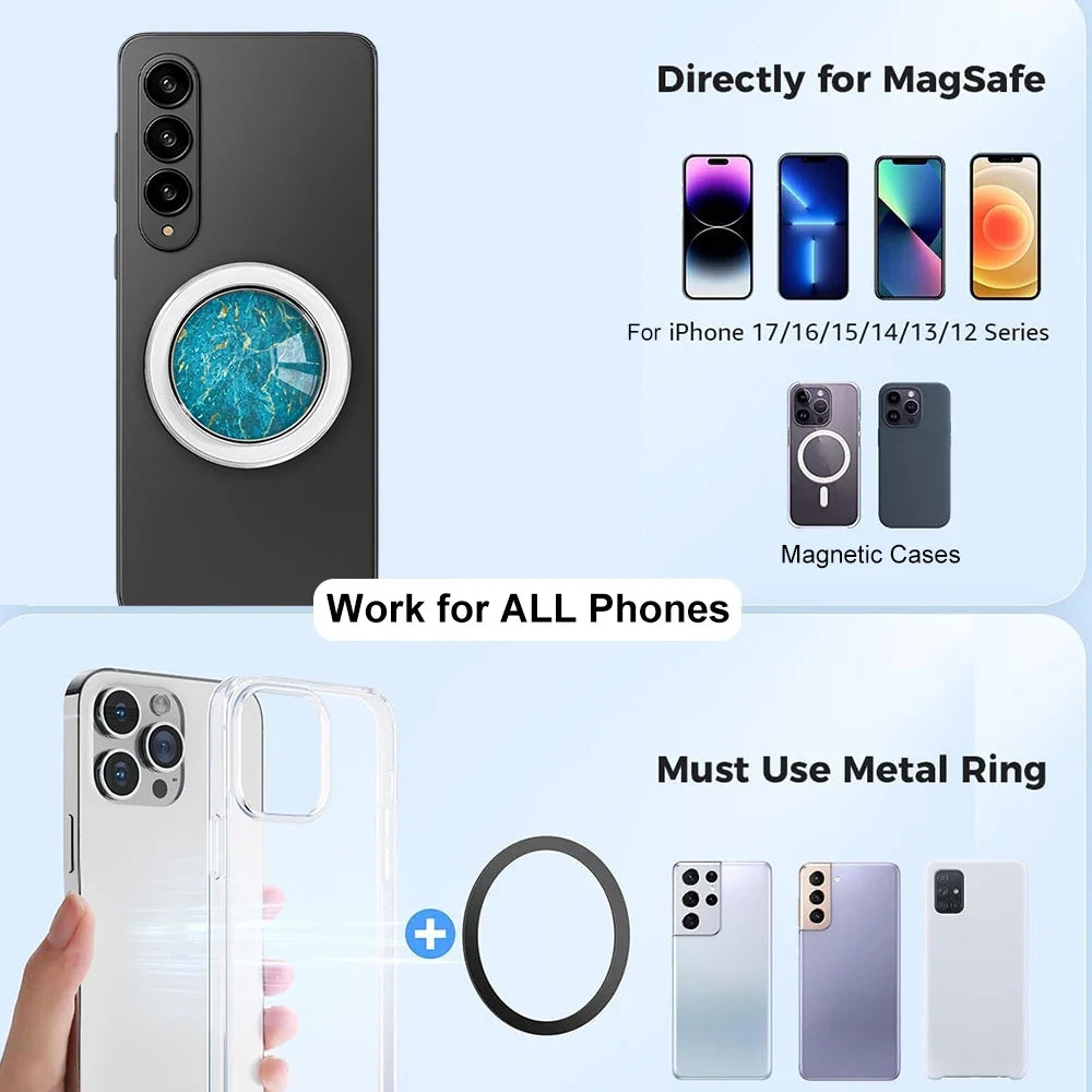 For Magsafe Cellphone Grip Socket, Stylish Foldable Magnetic Phone Holder Stand, For iPhone 17 16 15 14 13 12, For Samsung Serie